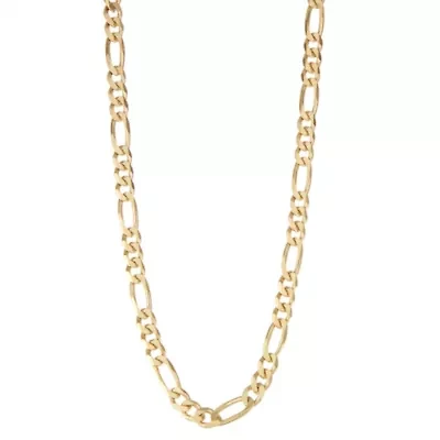 14K Gold Over Sterling Silver Mens Figaro Chain Necklace