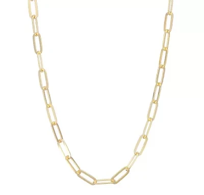 14K Gold Over Sterling Silver Mens Paperclip Chain Necklace