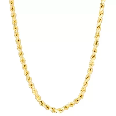 14K Gold Over Sterling Silver Mens Rope Chain Necklace