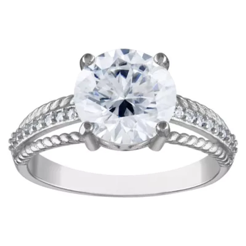 Lab Created Sterling Silver Moissanite Ring