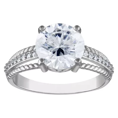 Lab Created Sterling Silver Moissanite Ring