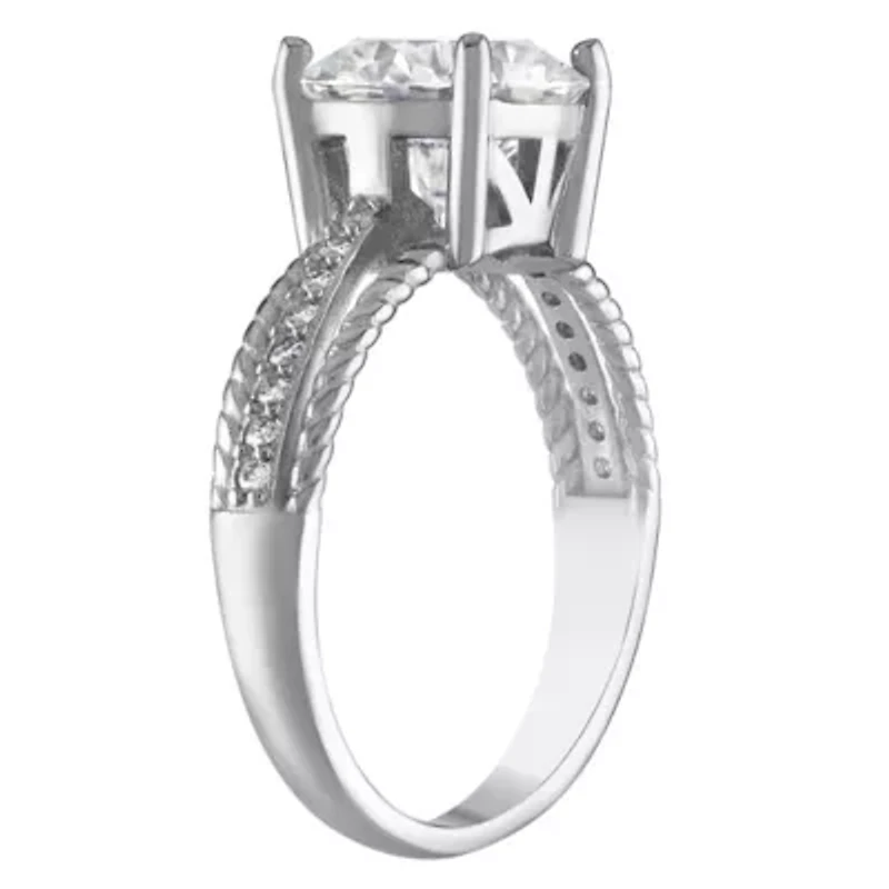 Lab Created Sterling Silver Moissanite Ring
