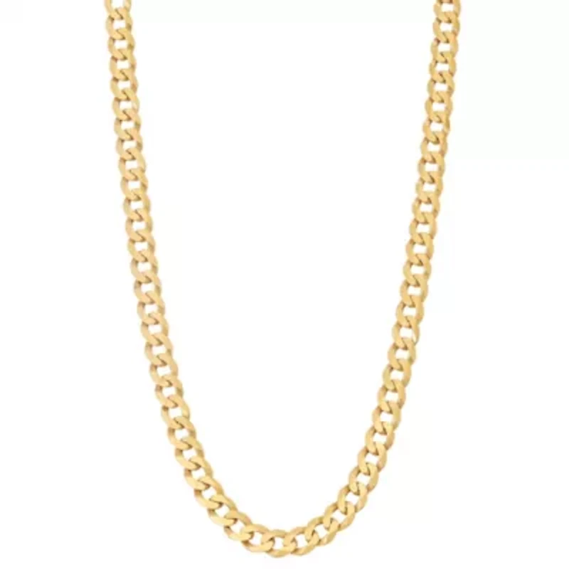 14K Gold Over Sterling Silver Mens Curb Chain Necklace