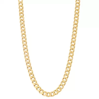 14K Gold Over Sterling Silver Mens Curb Chain Necklace