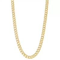 14K Gold Over Sterling Silver Mens Curb Chain Necklace