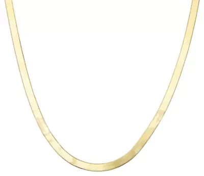 14K Gold Over Sterling Silver Mens Herringbone Chain Necklace