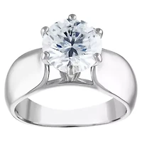 Lab Created Sterling Silver Moissanite Halo Ring