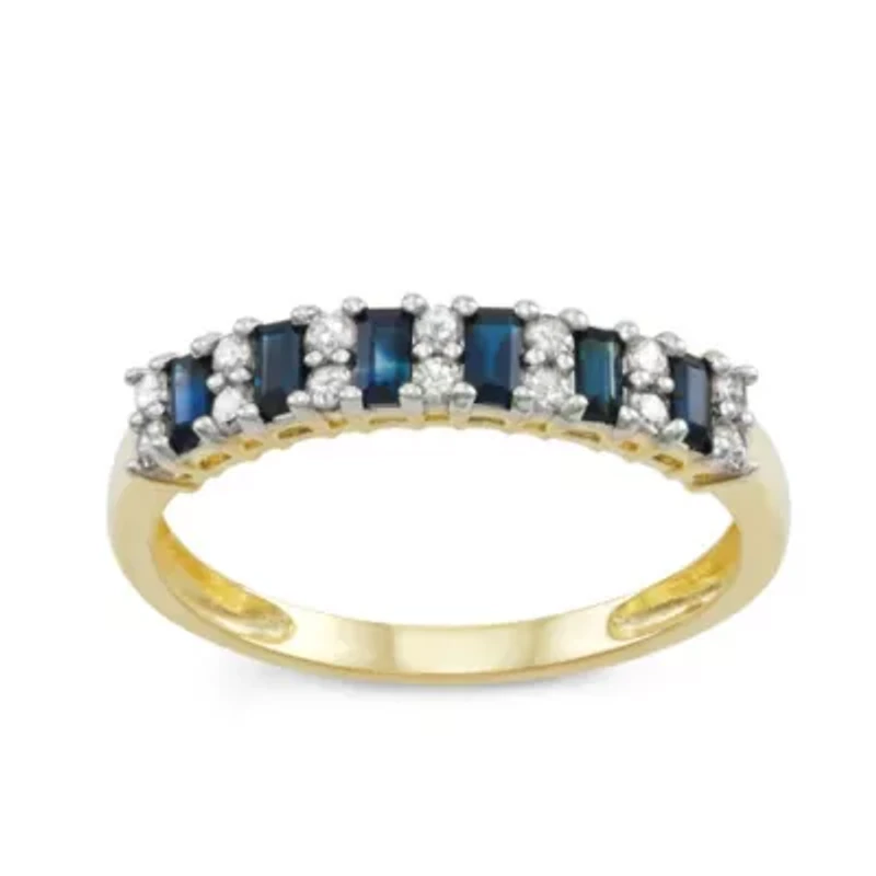 10K Gold Sapphire And Diamond Ring