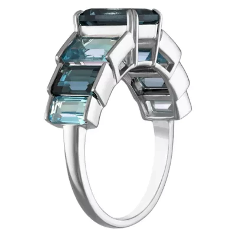 Sterling Silver Multi Blue Topaz Ring