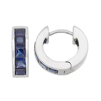 Lab Created 14K Rose Over Silver Ruby Huggie Earrings