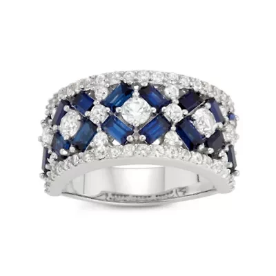 Lab Created Sterling Silver Sapphire Crossover Ring