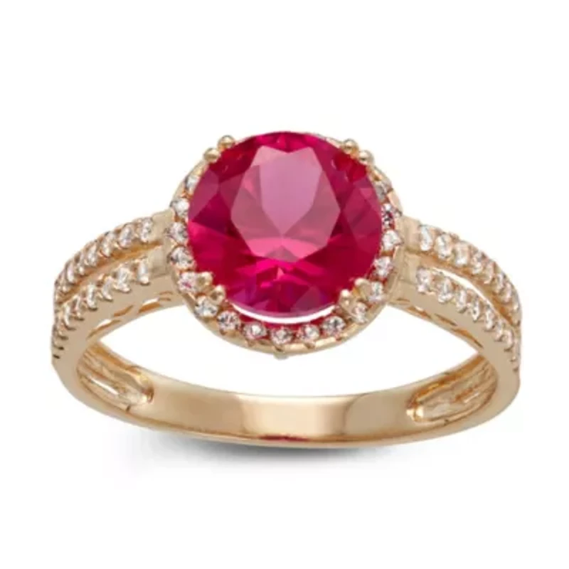 Lab Created 10K Gold Ruby And White Sapphire Ring