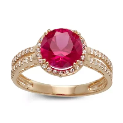 Lab Created 10K Gold Ruby And White Sapphire Ring