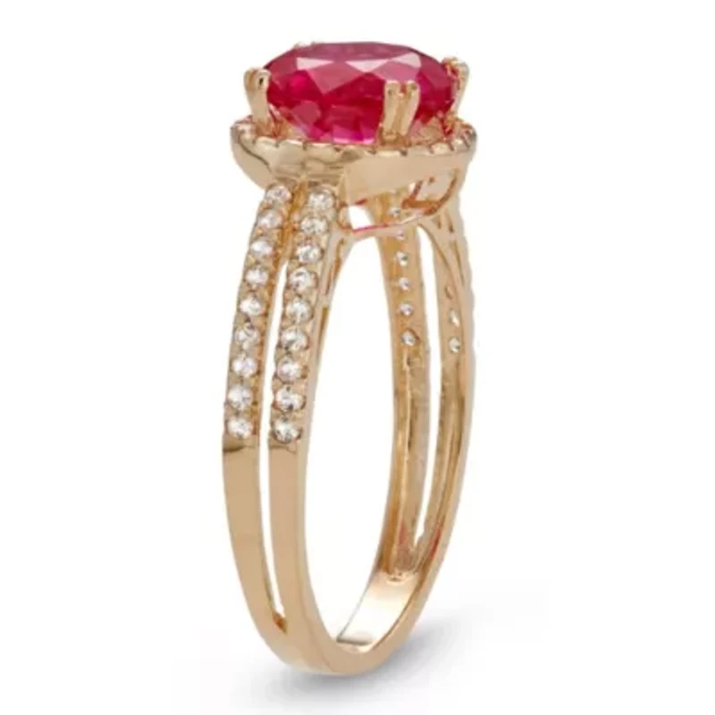 Lab Created 10K Gold Ruby And White Sapphire Ring