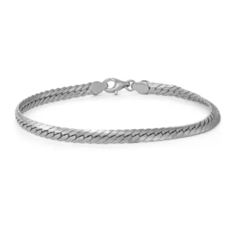 14K Gold Over Silver Men's Herringbone Chain Bracelet