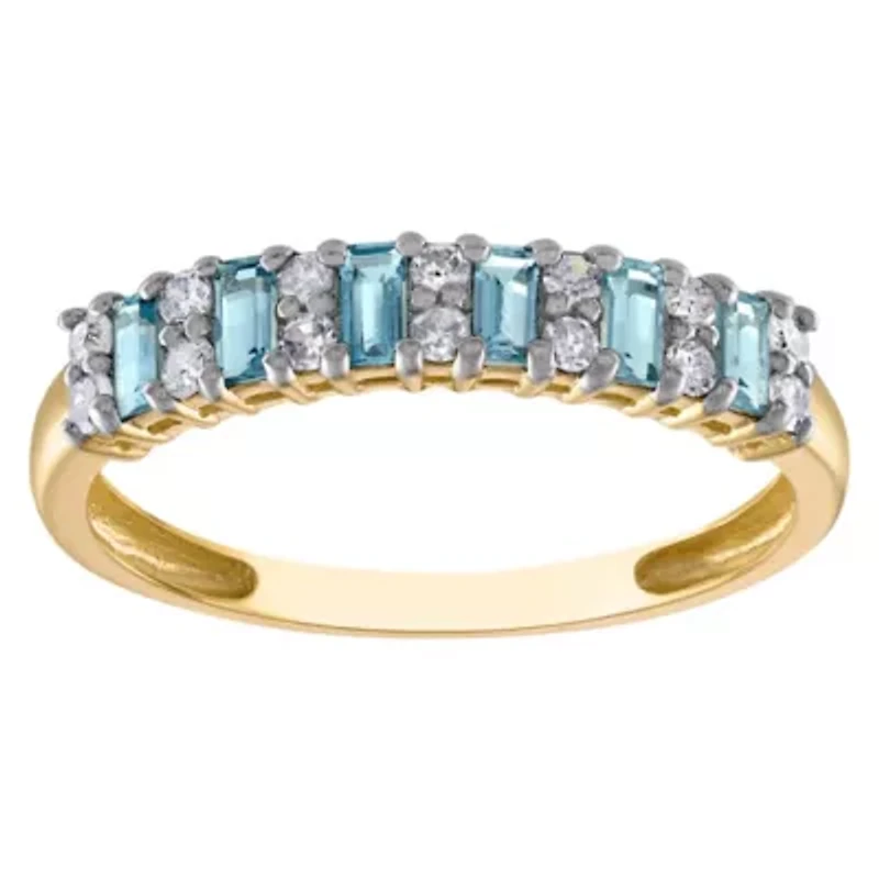 10K Gold London Blue Topaz And Diamond Ring
