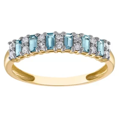 10K Gold London Blue Topaz And Diamond Ring