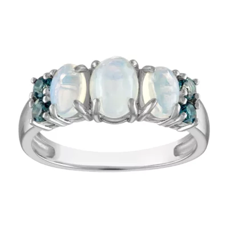 Sterling Silver Opal And London Blue Topaz Ring