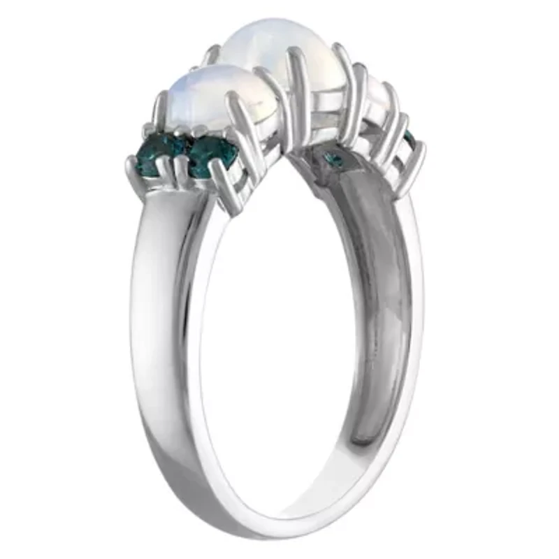 Sterling Silver Opal And London Blue Topaz Ring