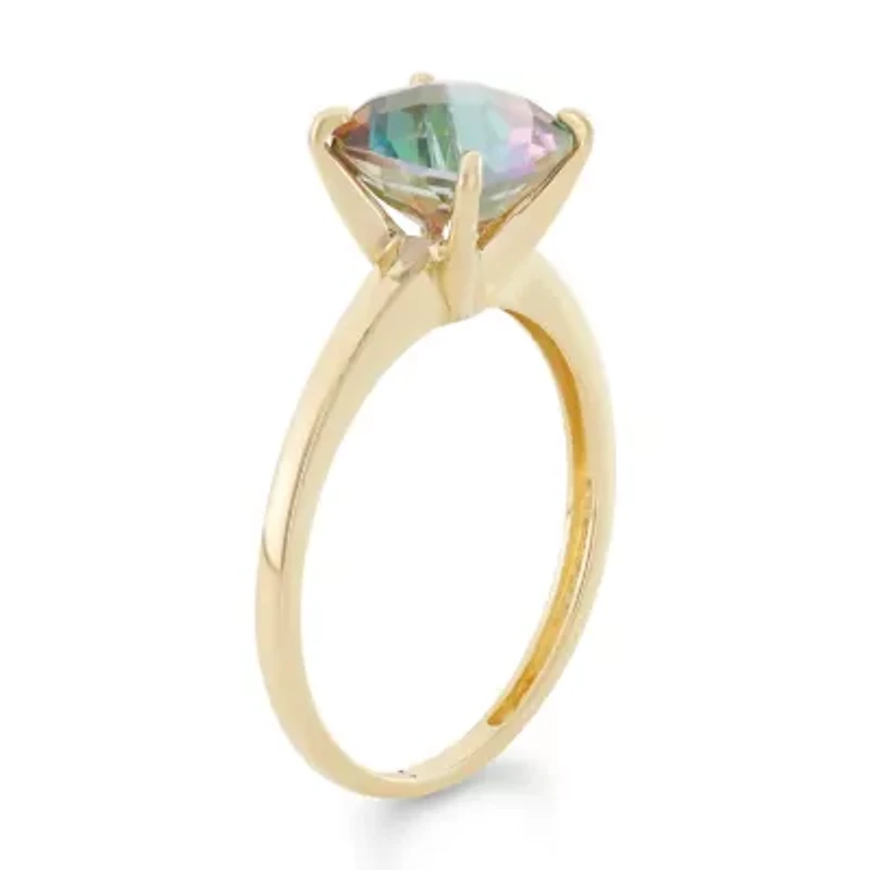 10K Gold Mystic Fire Topaz Solitaire Ring
