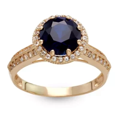 Lab Created 10K Gold Sapphire And White Ring