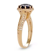 Lab Created 10K Gold Sapphire And White Ring