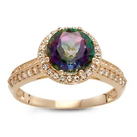 10K Gold Mystic Topaz And Created White Sapphire Ring