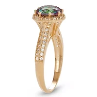 10K Gold Mystic Topaz And Created White Sapphire Ring