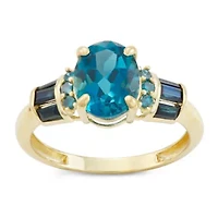 10K Gold London Blue Topaz, Sapphire And Diamond Ring