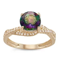 10K Gold Mystic Topaz And Created White Sapphire Ring