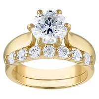 Lab Created 14K Gold Over Silver Moissanite Ring