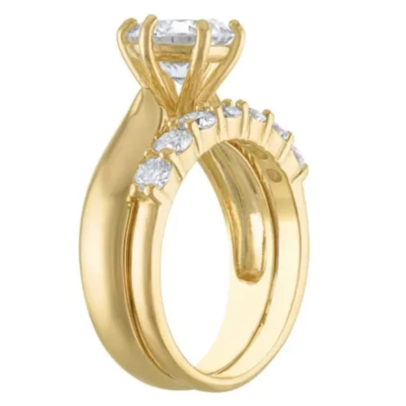Lab Created 14K Gold Over Silver Moissanite Ring