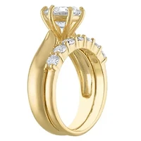 Lab Created 14K Gold Over Silver Moissanite Ring