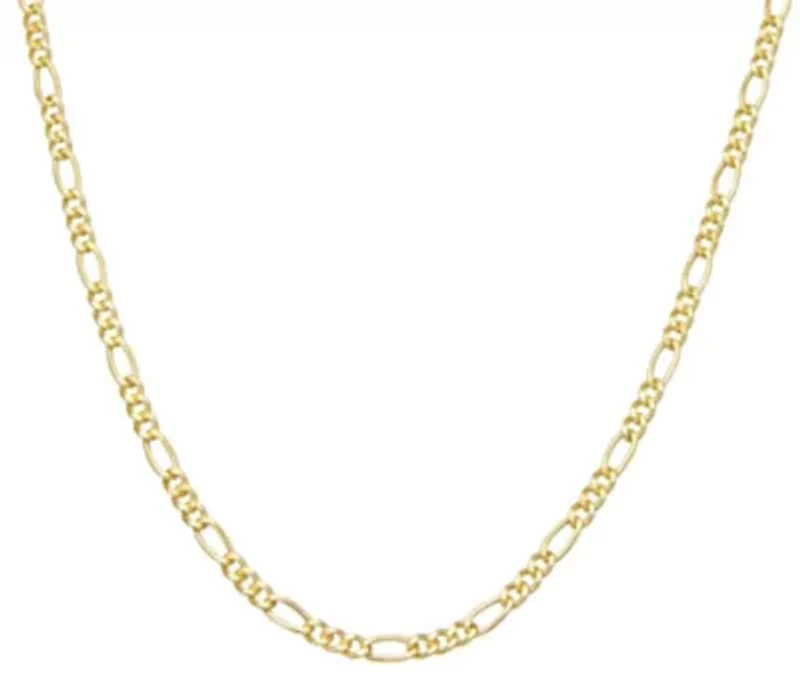 14K Gold Over Silver Men's Figaro Chain Necklace