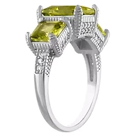 Sterling Silver Peridot And Created White Sapphire Ring