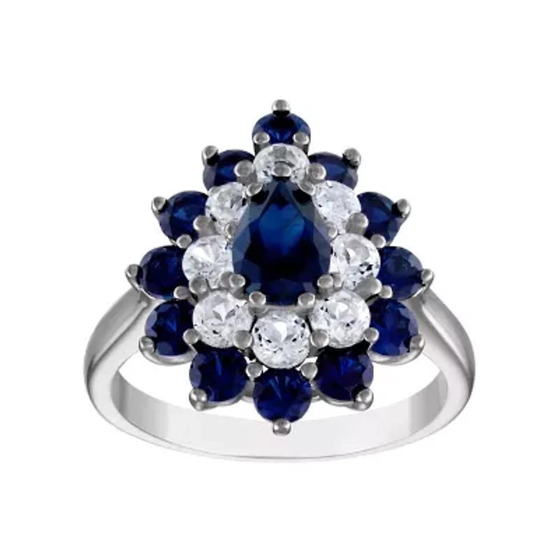Lab Created Sterling Silver Sapphire And White Ring