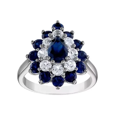 Lab Created Sterling Silver Sapphire And White Ring