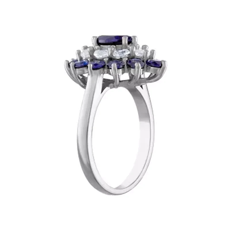 Lab Created Sterling Silver Sapphire And White Ring