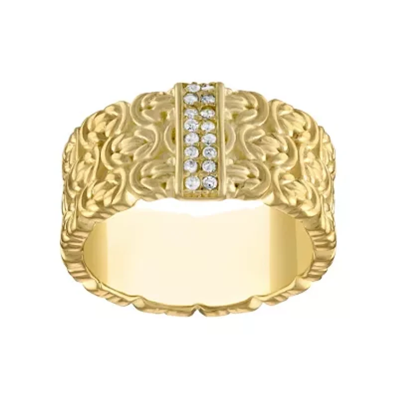 14K Gold Over Silver Diamond Bynzantine Ring