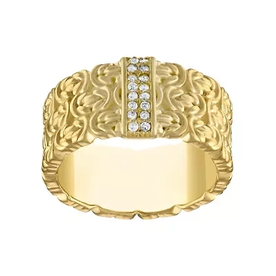14K Gold Over Silver Diamond Bynzantine Ring