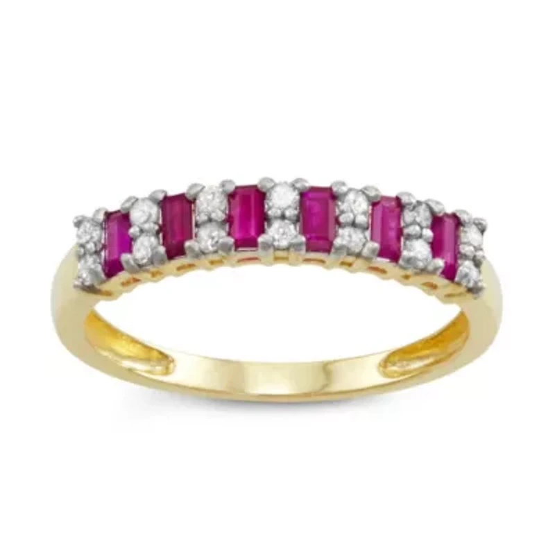 10K Gold Ruby And Diamond Ring