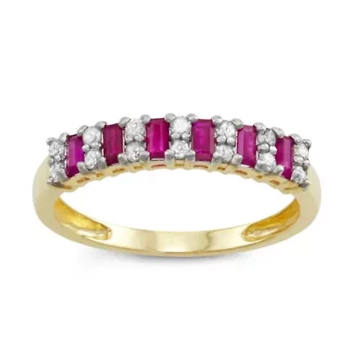 10K Gold Ruby And Diamond Ring