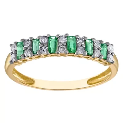10K Gold Emerald And Diamond Ring