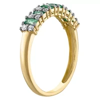 10K Gold Emerald And Diamond Ring