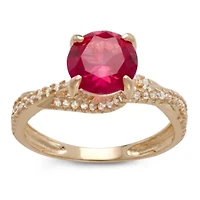 Lab Created 10K Gold Ruby And White Sapphire Ring