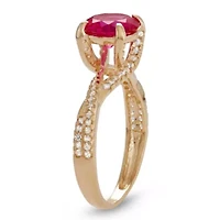 Lab Created 10K Gold Ruby And White Sapphire Ring