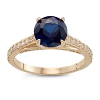 Lab Created 10K Gold Sapphire And White Ring