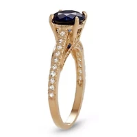 Lab Created 10K Gold Sapphire And White Ring