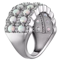Lab Created Sterling Silver Opal And White Sapphire Ring
