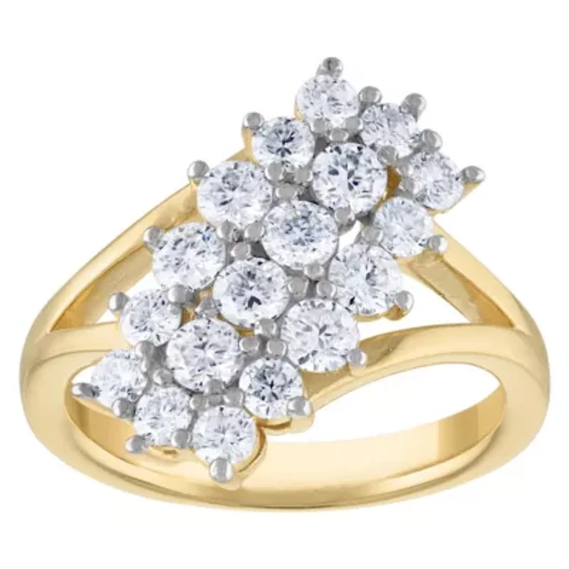 Lab Created 14K Gold Over Silver Moissanite Ring